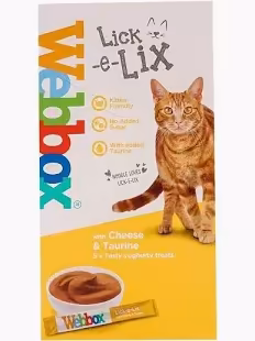 Webbox Lick-e-Lix – مكافأة كريمية للقطط بنكهة الجبن والتورين