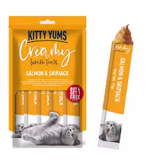 Kitty Yums Creamy – مكافأة كريمية للقطط بنكهة السلمون والسكيبجاك