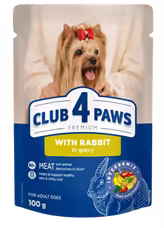 Club 4 Paws Premium – معلبات للكلاب البالغة بلحم الأرنب في المرق (100 غرام)