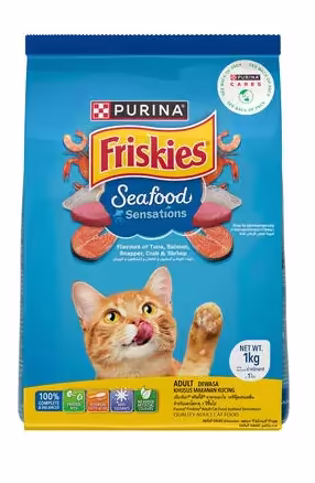 طعام القطط البالغة بورينا فريسكيز (Purina Friskies) – أحاسيس المأكولات البحرية 1800 غم